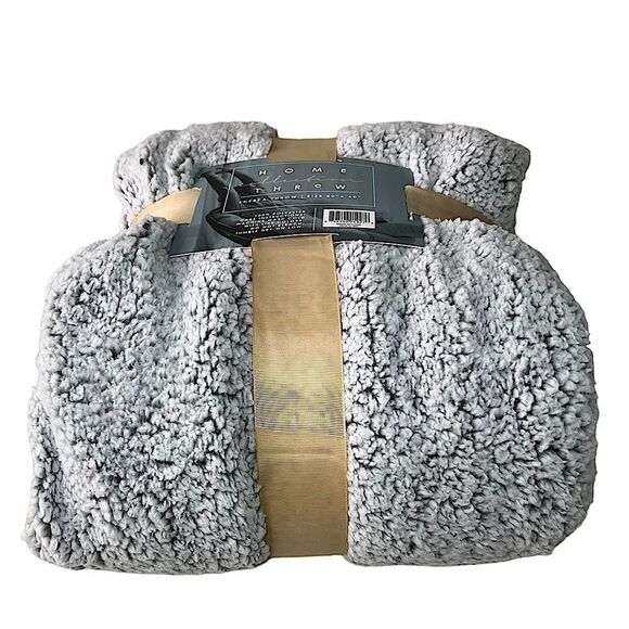 Home Collection Sherpa Throw Gray and White - Picture 10 of 11